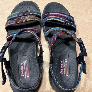 Skechers Women's Reggae Boho Woven Strappy Slingback Sandal